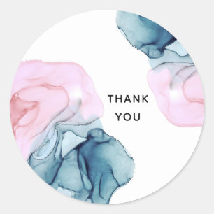 Sticker Rond Éthéré turquoise et rose encreux, glamour, mariage