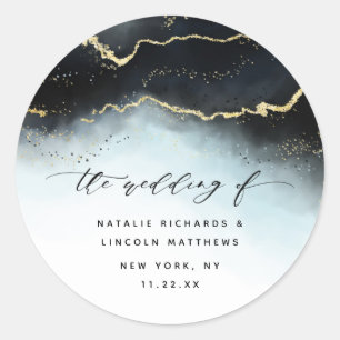 Sticker Rond Ethereal Mist Ombre Marine Blue Moody Aurora Maria