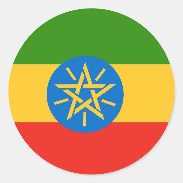 Sticker Rond Éthiopie Drapeau de haute qualité (Devant)
