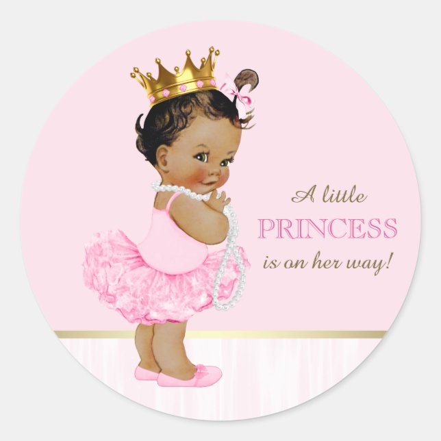 Sticker Rond Ethnic Ballerina Princess Tutu Baby shower (Devant)