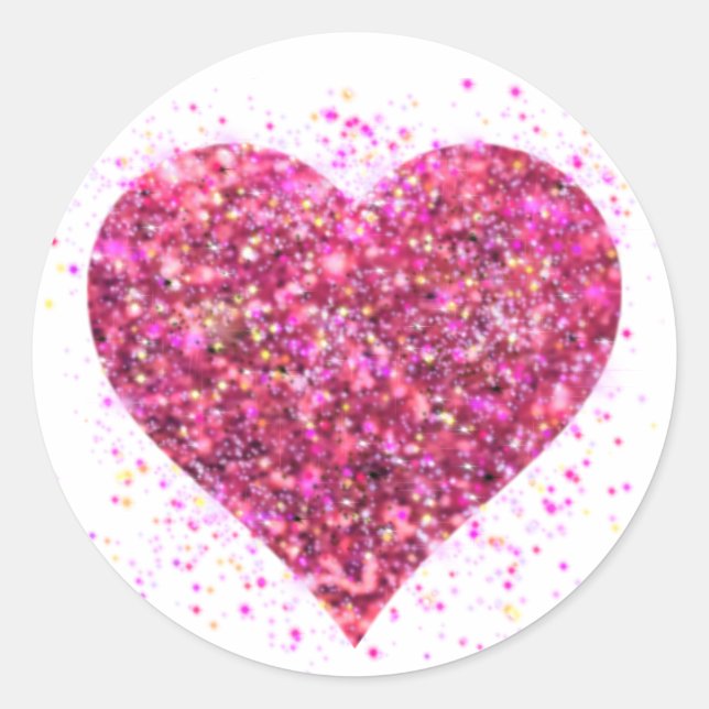 Sticker Rond Étincelle rose parties scintillant coeur amour (Devant)