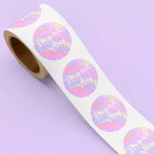 Sticker Rond Étincelles colorées Merci arc-en-ciel