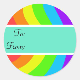 Sticker Rond Étiquette-cadeau arc-en-ciel