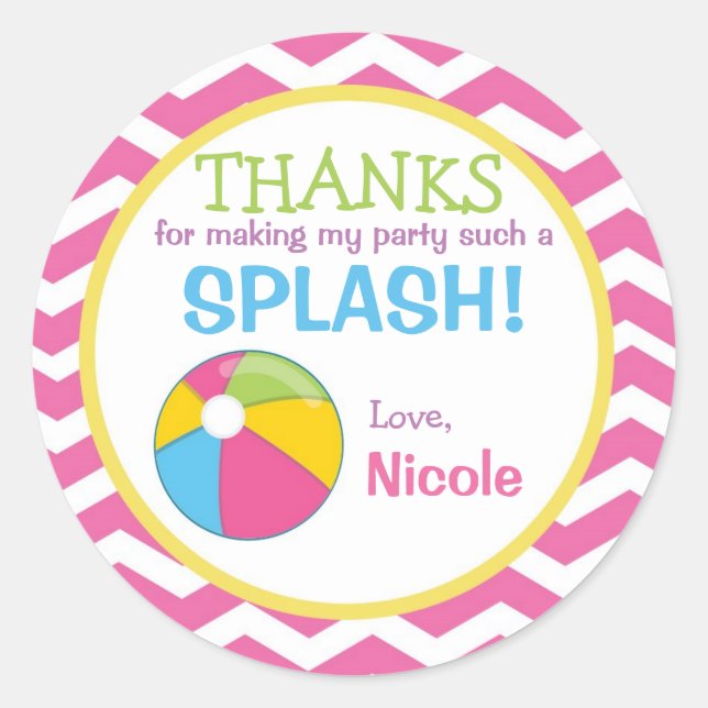 Sticker Rond Étiquette-cadeau de piscine / Étiquette-favori de  (Devant)
