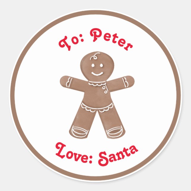 Sticker Rond Étiquette-cadeau personnalisée Homme en pain d'épi (Devant)
