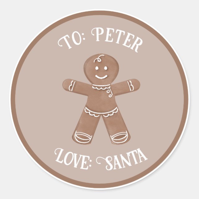 Sticker Rond Étiquette-cadeau personnalisée Homme en pain d'épi (Devant)