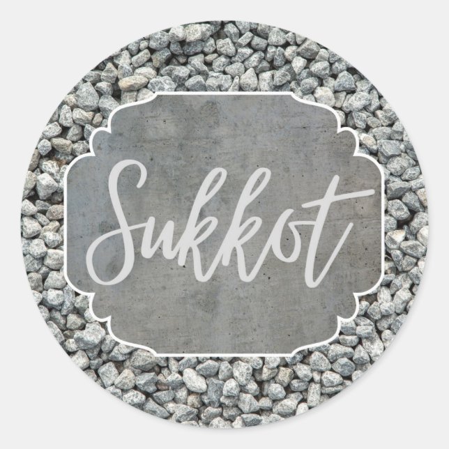 Sticker rond Étiquette cadeau Sukkot Silver Grey (Devant)