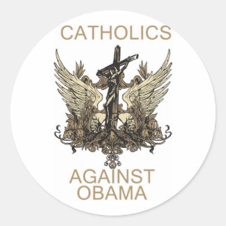 Sticker Rond Étiquette-catholiques contre Obama