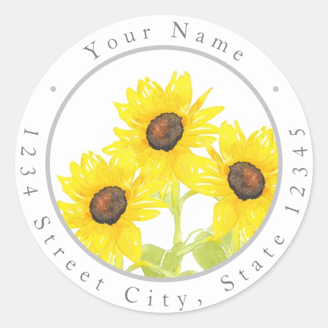 Sticker Rond =Étiquettes du trio tournesol (Devant)