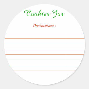 Sticker Rond Etiquettes pour instructions de "Cookies Jar"