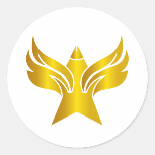 Sticker Rond Étoile ailée d'or Liberté et Héraldique