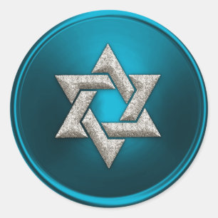 Sticker Rond Etoile d'argent de David Turquoise Bleu Turquoise