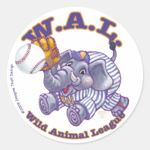 Sticker Rond Étoile de baseball éléphant