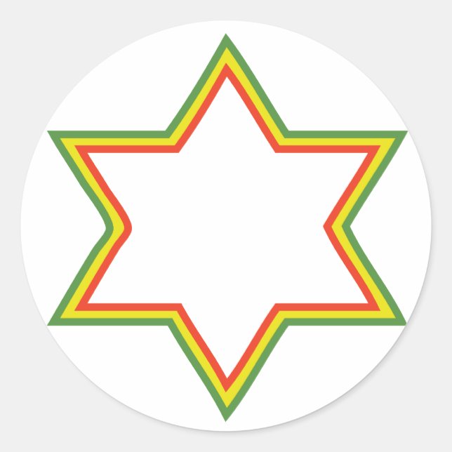 Sticker Rond Étoile de David de Rasta (Devant)