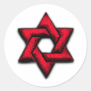 Sticker Rond Étoile de David Red