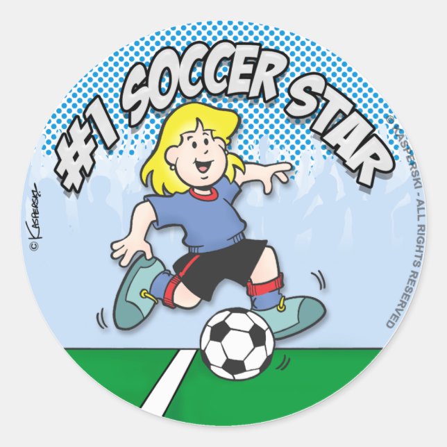 Sticker Rond Étoile de football fille (Devant)