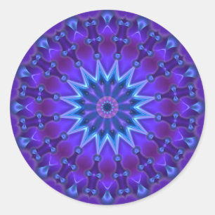 Sticker Rond Étoile de mandala dans la violette du bleu  