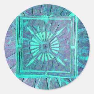 Sticker Rond ÉTOILE de MATIN, turquase bleu