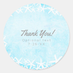 Sticker Rond Étoile de mer peinte bleue aqua Faveur de fête per