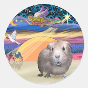 Sticker Rond Étoile de Noël - Cochon d'Inde 2