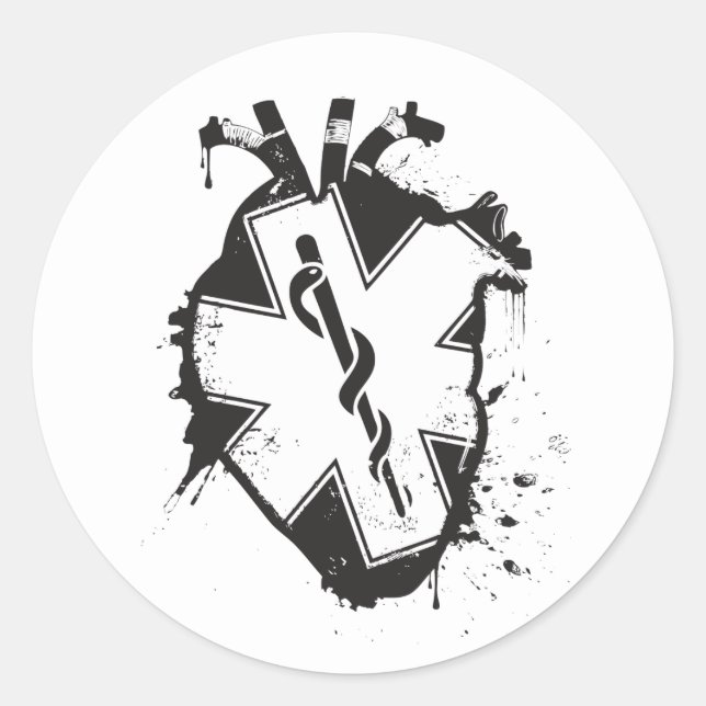 Sticker Rond étoile de vie coeur anatomique (Devant)
