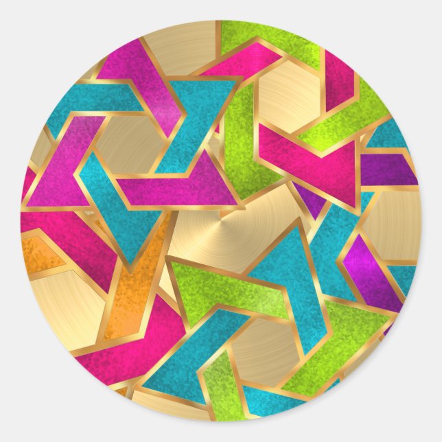 Sticker Rond Étoile multicolore bat mitzvah de David (Devant)