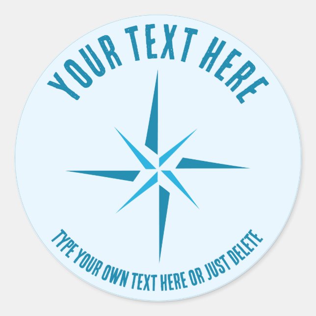 Sticker Rond Étoile nautique. Rose Compass. Modèle Cadeau marin (Devant)