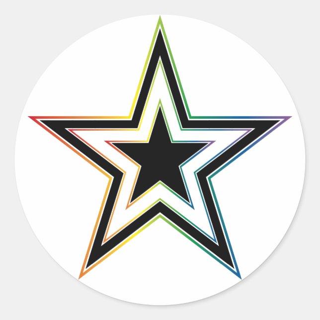 Sticker Rond étoile punk arc-en-ciel. (Devant)