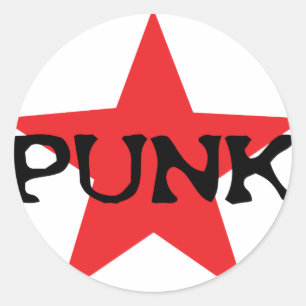 Sticker Rond étoile punk rouge