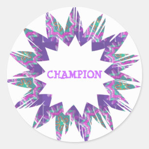 Sticker Rond Étoile PURPLE : Script CHAMPION