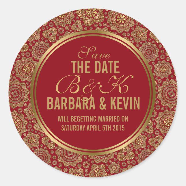 Sticker Rond Étoiles Abstraites géométriques bordeaux et or (Devant)