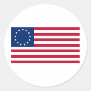 Sticker Rond Étoiles Betsy Ross du drapeau 13 des USA