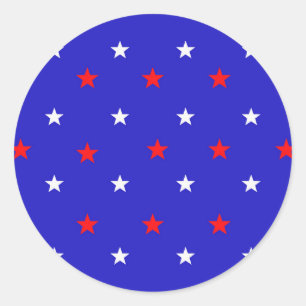 Sticker Rond Étoiles blanches et rouges - Motif étoilé