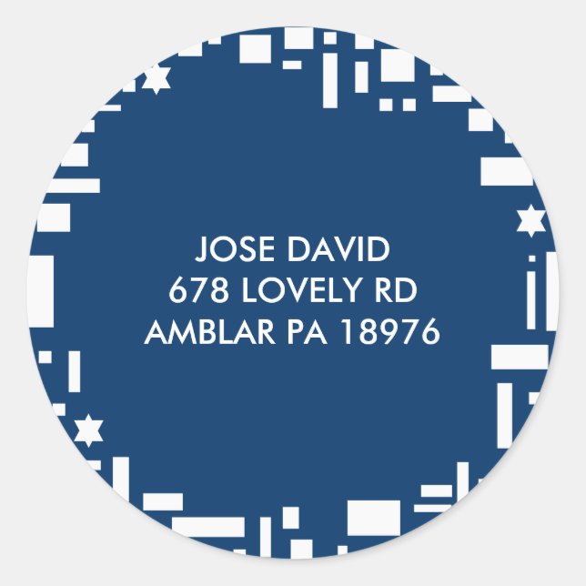 Sticker Rond Étoiles & Carrés RÉPONDRE ADRESSES RETOUR Étiquett (Devant)