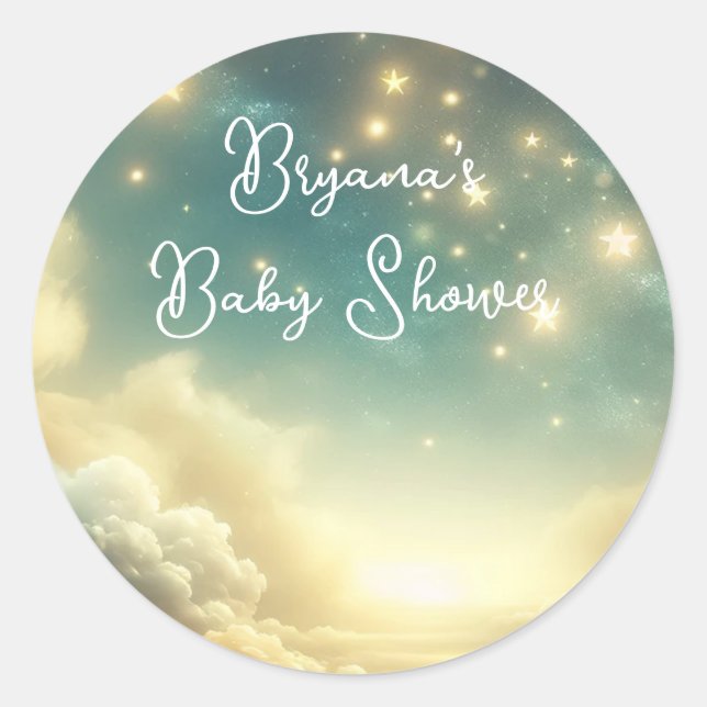 Sticker Rond Étoiles célestes brillantes étoile ciel d'annivers (Devant)