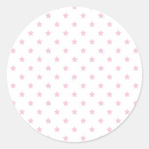 Sticker Rond Étoiles Classiques Rose Clair - Blanc