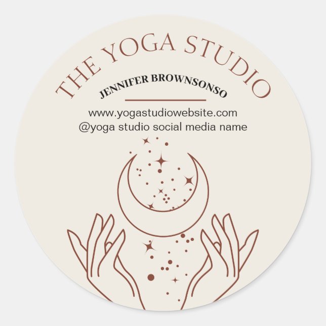 Sticker Rond Étoiles de chaleur ivoire mains Lune Spirituelle (Devant)