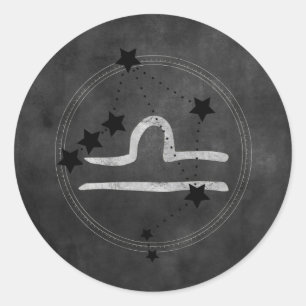 Sticker Rond Étoiles de la constellation de zodiac noir en arge