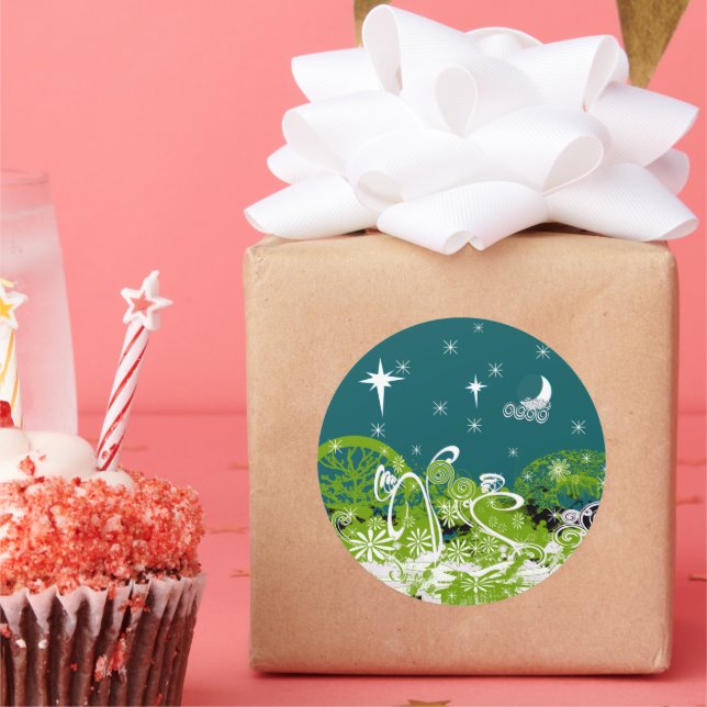 Sticker Rond Étoiles de la lune Splat de peinture de tourbillon (Fête)