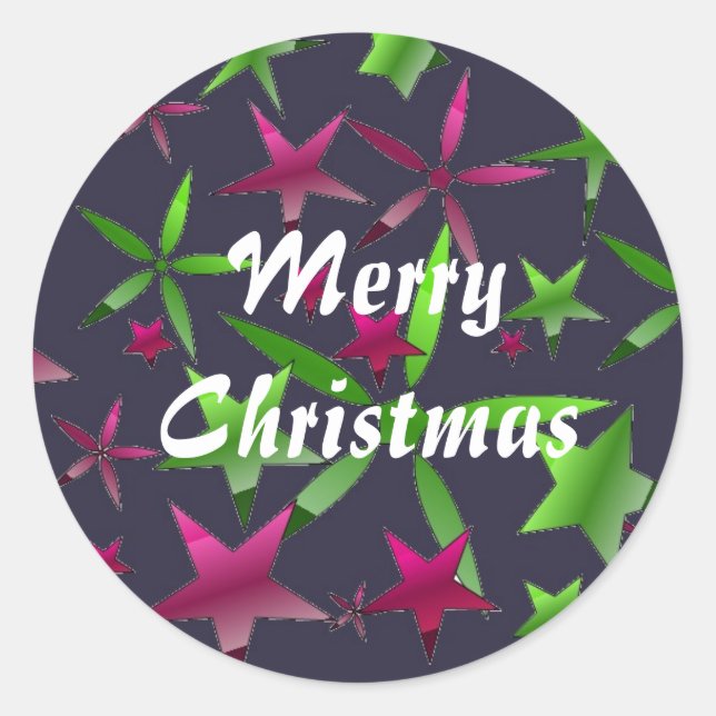 Sticker Rond Étoiles de Noël (Devant)