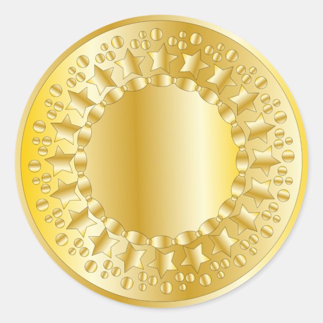 Sticker Rond Etoiles d'or et cercles (Devant)