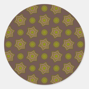 Sticker Rond Étoiles et cercles en brun et vert