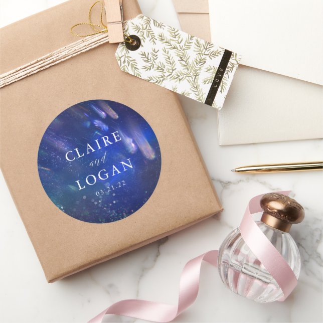 Sticker Rond Étoiles Filantes Galaxie Céleste Mariage (Cadeaux)