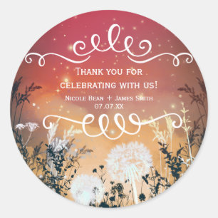Sticker Rond Etoiles Red Sky enchantées & mariage Foliage Favor