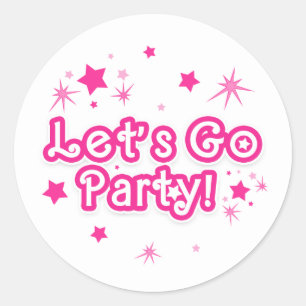 Sticker Rond Étoiles rose et blanc Étincelles Allons faire la f