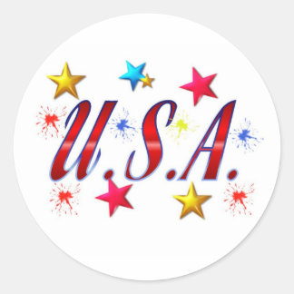 Sticker Rond Étoiles USA