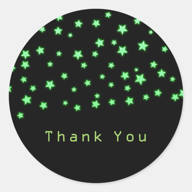 Sticker Rond Étoiles vertes Fête Anniversaire Personnalisé Favo (Devant)