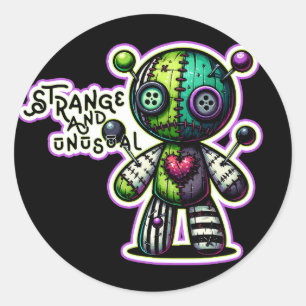 Sticker Rond Étrange et inhabituel Purple Coeur Vert Voodoo Our