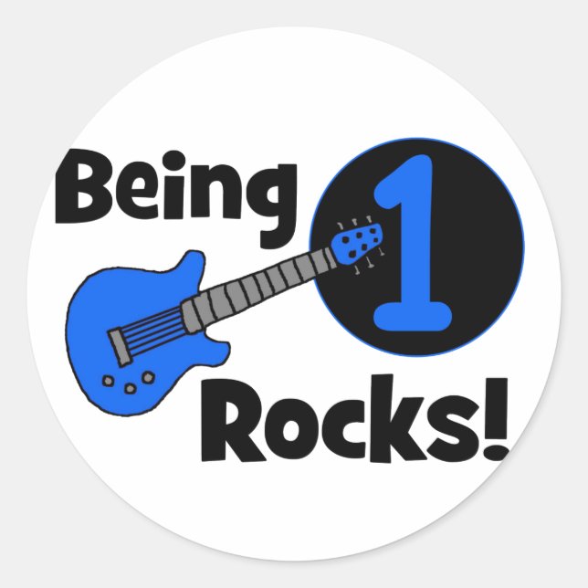 Sticker Rond Être 1 Rocks ! avec Blue Guitar (Devant)