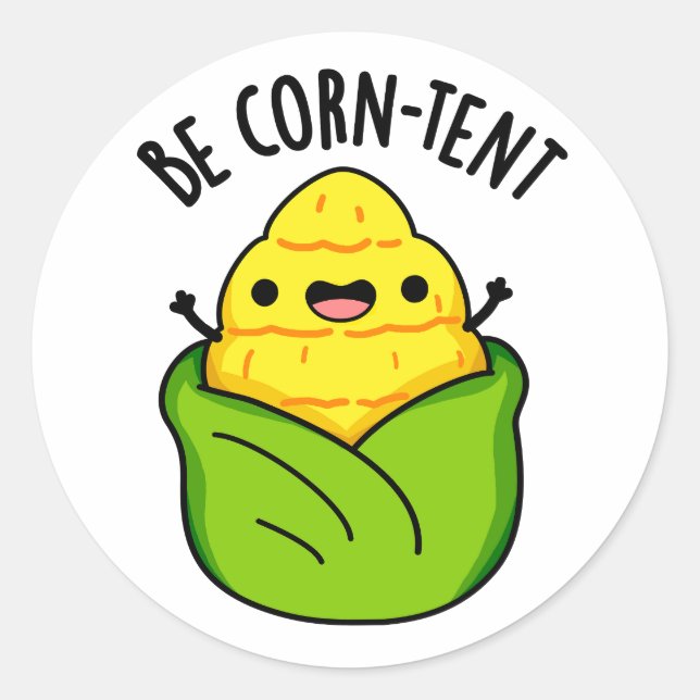 Sticker Rond Être Maïs Tente Amusante Pun de maïs (Devant)